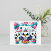Happy Birthday Birds Folie Feestdagen Briefkaart (Staand Voorkant)
