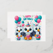 Happy Birthday Birds Folie Feestdagen Briefkaart (Voorkant / Achterkant)