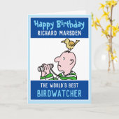 Happy Birthday Birdwatcher of Birder Kaart (Gele Bloem)