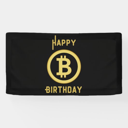 Happy Birthday Bitcoin Gold 1,6x3 Vinyl Spandoek (Horizontaal)
