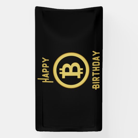 Happy Birthday Bitcoin Gold 1,6x3 Vinyl Spandoek (Verticaal)