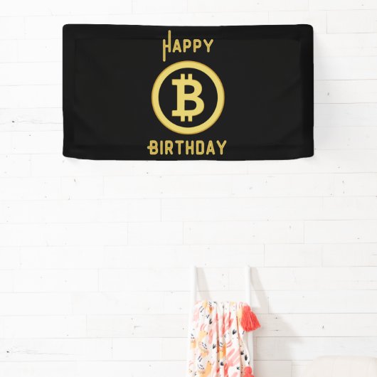 Happy Birthday Bitcoin Gold 1,6x3 Vinyl Spandoek (Insitu)