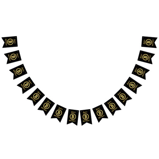 Happy Birthday Bitcoin Gold Bunting Banner (Alle)