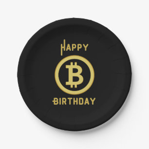 Happy Birthday Bitcoin Gold Paper Borden Papieren Bordje