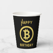 Happy Birthday Bitcoin Gold Paper Cups Papieren Bekers (Achterkant)