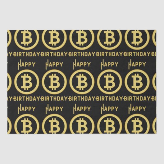 Happy Birthday Bitcoin Gold Weefpapier Tissuepapier (Voorkant)