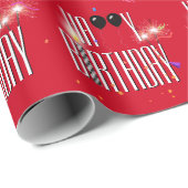 Happy Birthday Black Balloons en Sparklers Cadeaupapier (Rol Hoek)