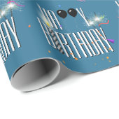 Happy Birthday Black Balloons en Sparklers Cadeaupapier (Rol Hoek)
