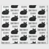 Happy Birthday Black Cat CARTOON Wrapping Paper Cadeaupapier (Vlak)