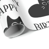 Happy Birthday Black Cat CARTOON Wrapping Paper Cadeaupapier (Rol Hoek)