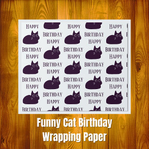 Happy Birthday Black Cat CARTOON Wrapping Paper Cadeaupapier