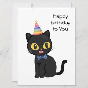 Happy Birthday Black Cat met Party Pet Kaart
