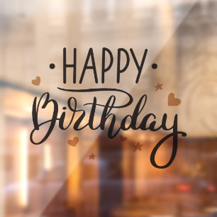 Happy Birthday Black en Gold Raamsticker