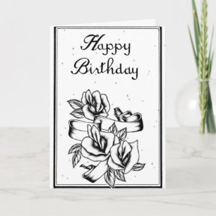 Happy Birthday Black en White Card Kaart