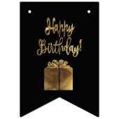 Happy Birthday Black en White Gold Typografie Vlaggetjes (Eerste vlag)