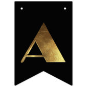 Happy Birthday Black en White Golden Typography Vlaggetjes (Derde vlag)