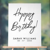 Happy Birthday Black en White Modern Script Acryl Bord (Neutraal)