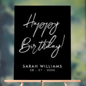 Happy Birthday Black en White Modern Script Sign Acryl Bord (Neutraal)