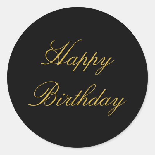 Happy Birthday Black Gold Elegant Glam Ronde Sticker (Voorkant)