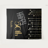 Happy Birthday Black Gold Photo Booth Backdrop Wandkleed (Voorkant (horizontaal))