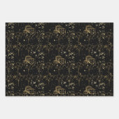 Happy Birthday Black Gold Wrapping Paper (Voorkant 3)