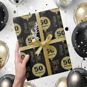 Happy Birthday Black Gold Wrapping Paper Cadeaupapier