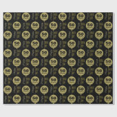 Happy Birthday Black Gold Wrapping Paper Cadeaupapier (Vlak)