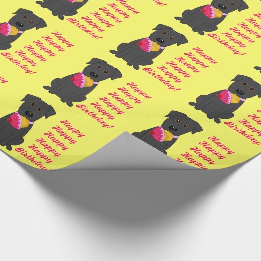 Happy Birthday Black Lab Dog Wrapping Paper Cadeaupapier (Hoek)
