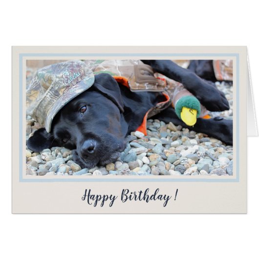 Happy Birthday Black Labrador Duck Hunting Dog (Voorkant Horizontaal)