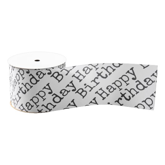 Happy Birthday Black Modern Typography Chic Grosgrain Lint (Spoel)