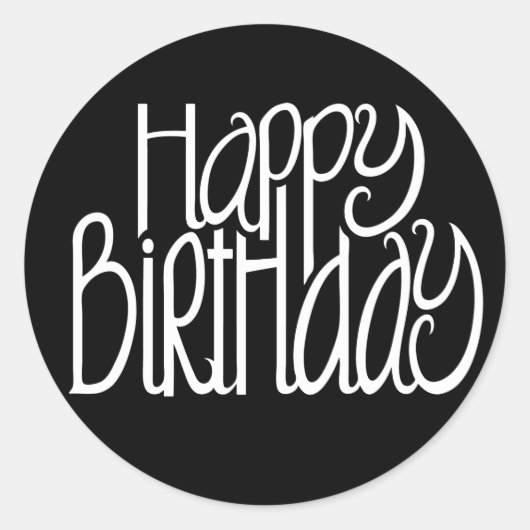Happy Birthday Black Sticker (Voorkant)