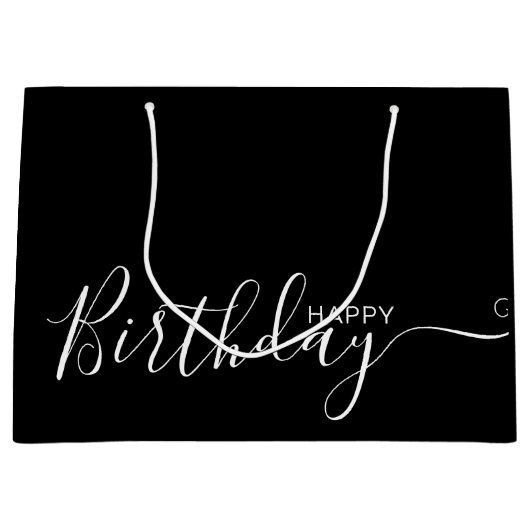 Happy Birthday Black White elegant grote cadeautas (Voorkant)