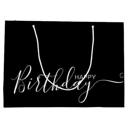 Happy Birthday Black White elegant grote cadeautas (Achterkant)