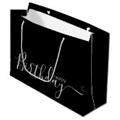 Happy Birthday Black White elegant grote cadeautas (Voorkant Gekanteld)