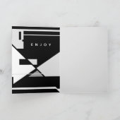 Happy Birthday Black White Grey Retro MCM Kijk Kaart (Binnen)