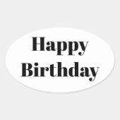 Happy Birthday Black White Minimalist Modern 2026 Ovale Sticker (Voorkant)