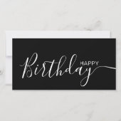 Happy Birthday Black White Modern Flat Card (Voorkant)
