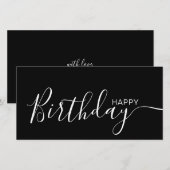 Happy Birthday Black White Modern Flat Card (Voorkant / Achterkant)