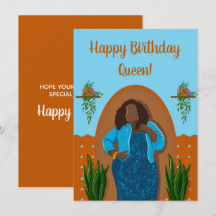 Happy Birthday, Black Woman Houseplant Oranje Blu