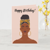 Happy Birthday Black Woman Kaart (Gele Bloem)