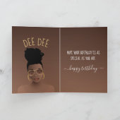 Happy Birthday, Black Woman w/Gold Shades, Brown Kaart (Binnen)