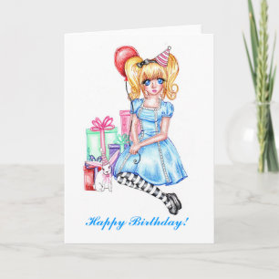 Happy Birthday (blauw) Kaart