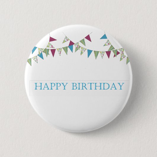 Happy Birthday - blauw Ronde Button 5,7 Cm (Voorkant)