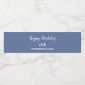 Happy Birthday Blauw Water flesetiketten Waterfles Etiket (Enkel label)