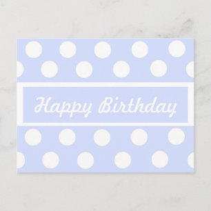Happy Birthday Blauw & Wit Polka Dot Post Kaart