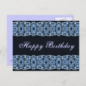 Happy Birthday blauw zwart Briefkaart (Voorkant / Achterkant)