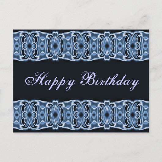 Happy Birthday blauw zwart Briefkaart (Voorkant)