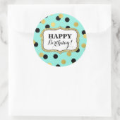 Happy Birthday Blauw Zwart Goud Confetti Ronde Sticker (Tas)