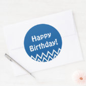 Happy Birthday - Blauwe Ronde Sticker (Envelop)