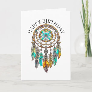 Happy Birthday Blauwgroen Dreamcatchers mystiek Kaart